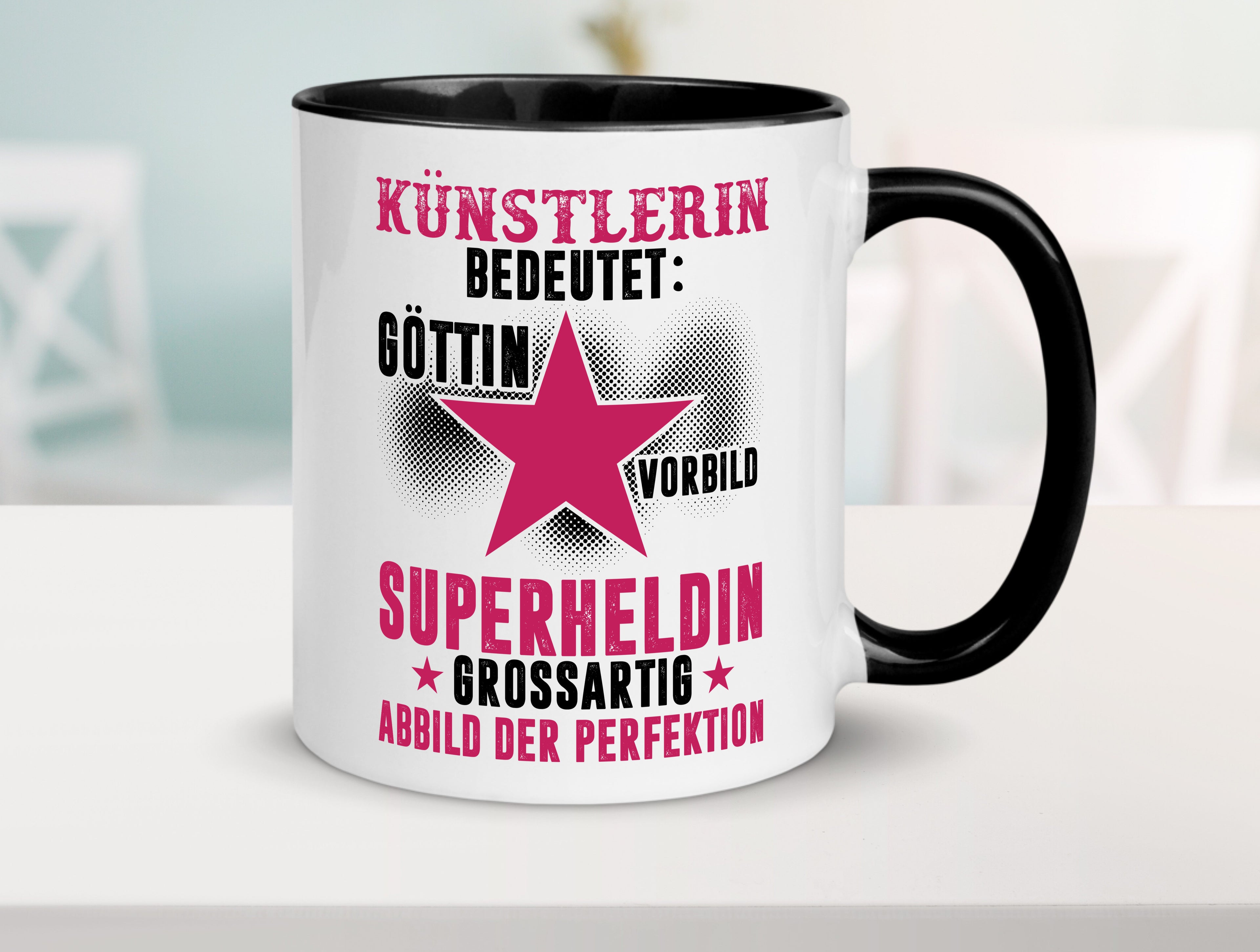 Bedeutung von Künstlerin | lustig | Kunst Tasse Weiß - Schwarz - Kaffeetasse / Geschenk / Familie