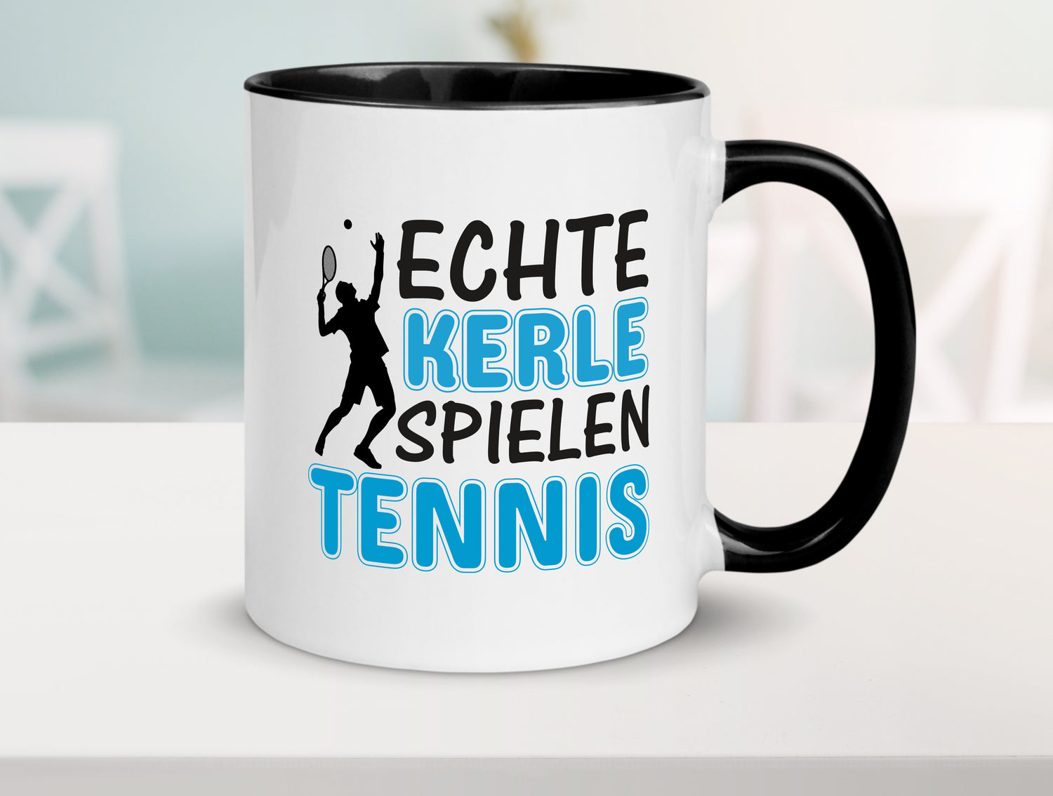 Echte Kerle spielen Tennis | Männer Tasse | Sport Tasse Weiß - Schwarz - Kaffeetasse / Geschenk / Familie