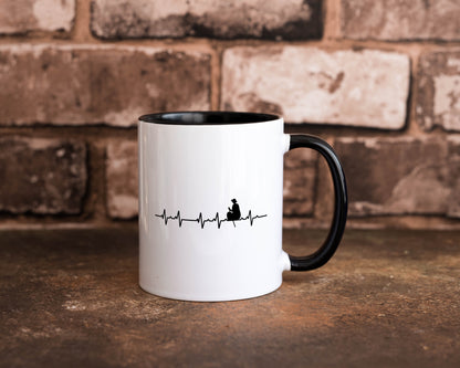 Rudern Herzschlag | Motiv Ruderer | Boot | Kanu Tasse Weiß - Schwarz - Kaffeetasse / Geschenk / Familie