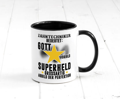 Bedeutung von Zahntechniker | Zahnmedizin Tasse Weiß - Schwarz - Kaffeetasse / Geschenk / Familie