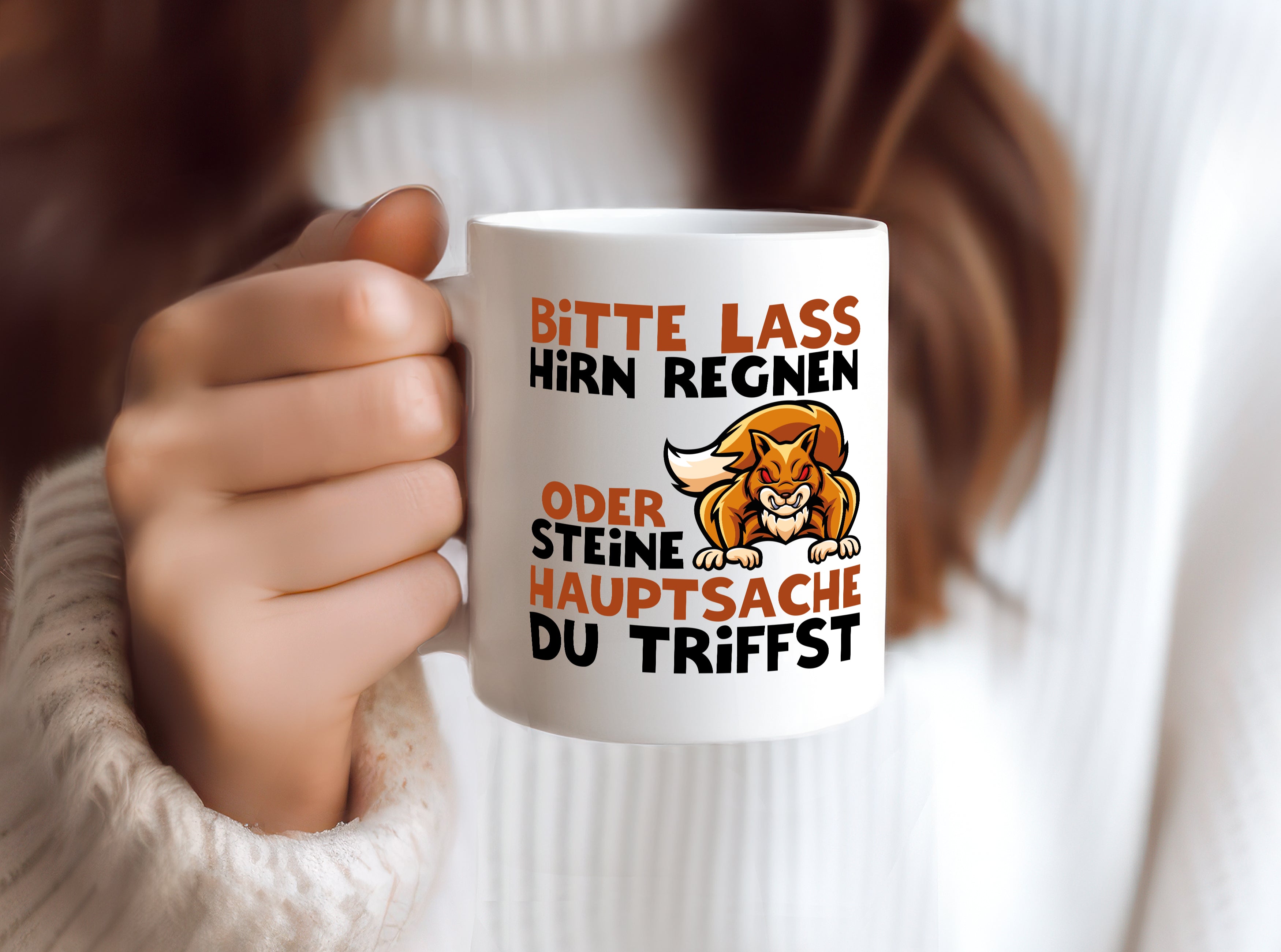 Hirn regen lassen - Tasse Weiß - Kaffeetasse / Geschenk / Familie