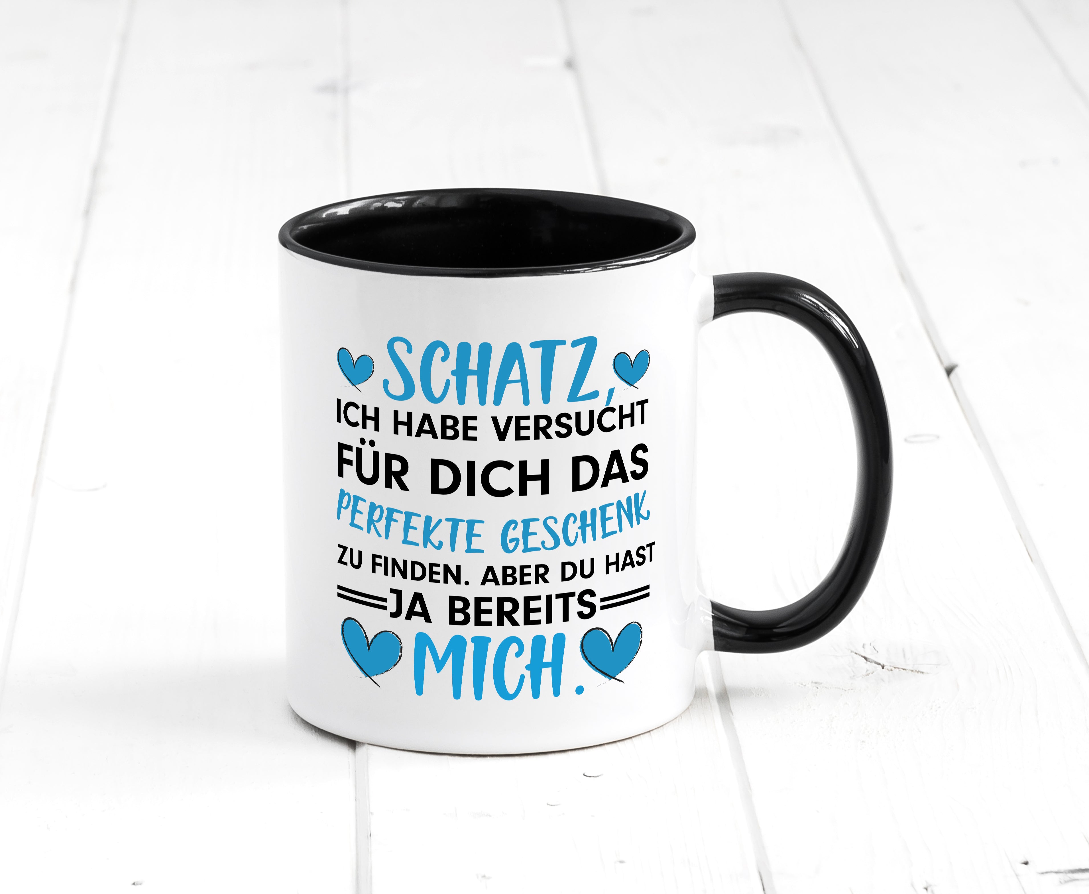 Perfekt für Schatz | Pärchen Tasse | Valentinstag Tasse Weiß - Schwarz - Kaffeetasse / Geschenk / Familie