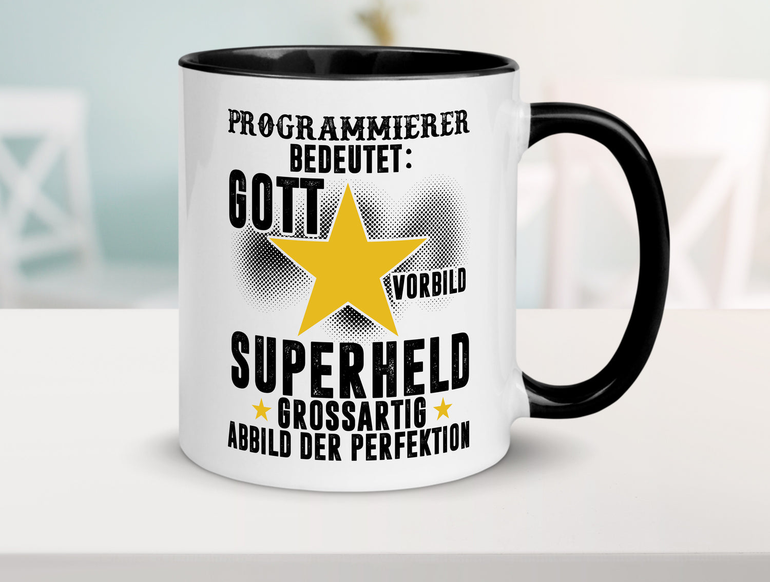 Bedeutung von Programmierer | Software Entwickler Tasse Weiß - Schwarz - Kaffeetasse / Geschenk / Familie