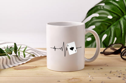 Karten Herzschlag | Poker Karte | Pik Ass | Spieler - Tasse Weiß - Kaffeetasse / Geschenk / Familie