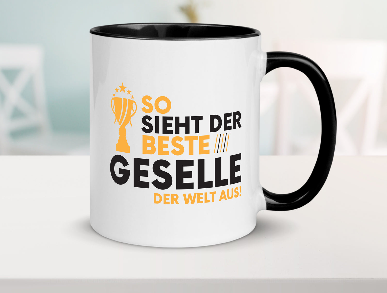 Der Weltbeste Geselle | Handwerker Tasse Weiß - Schwarz - Kaffeetasse / Geschenk / Familie