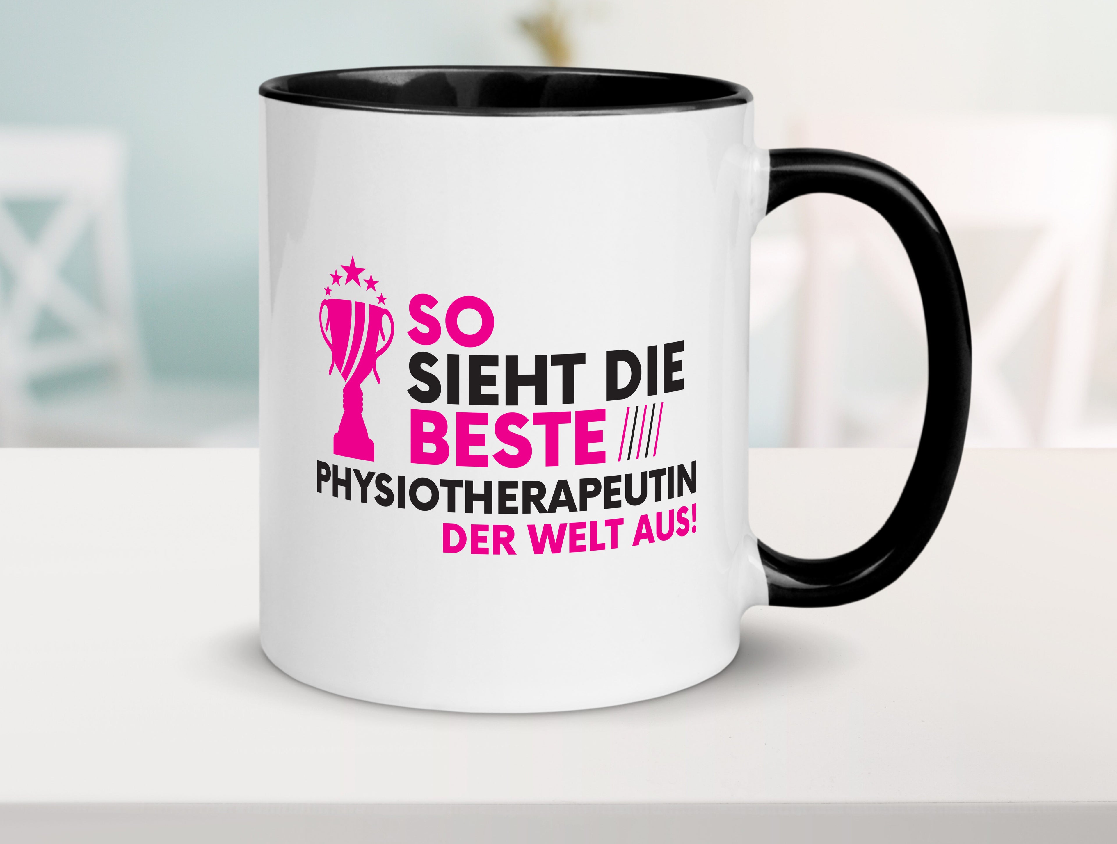 Die Weltbeste Physiotherapeutin Tasse Weiß - Schwarz - Kaffeetasse / Geschenk / Familie