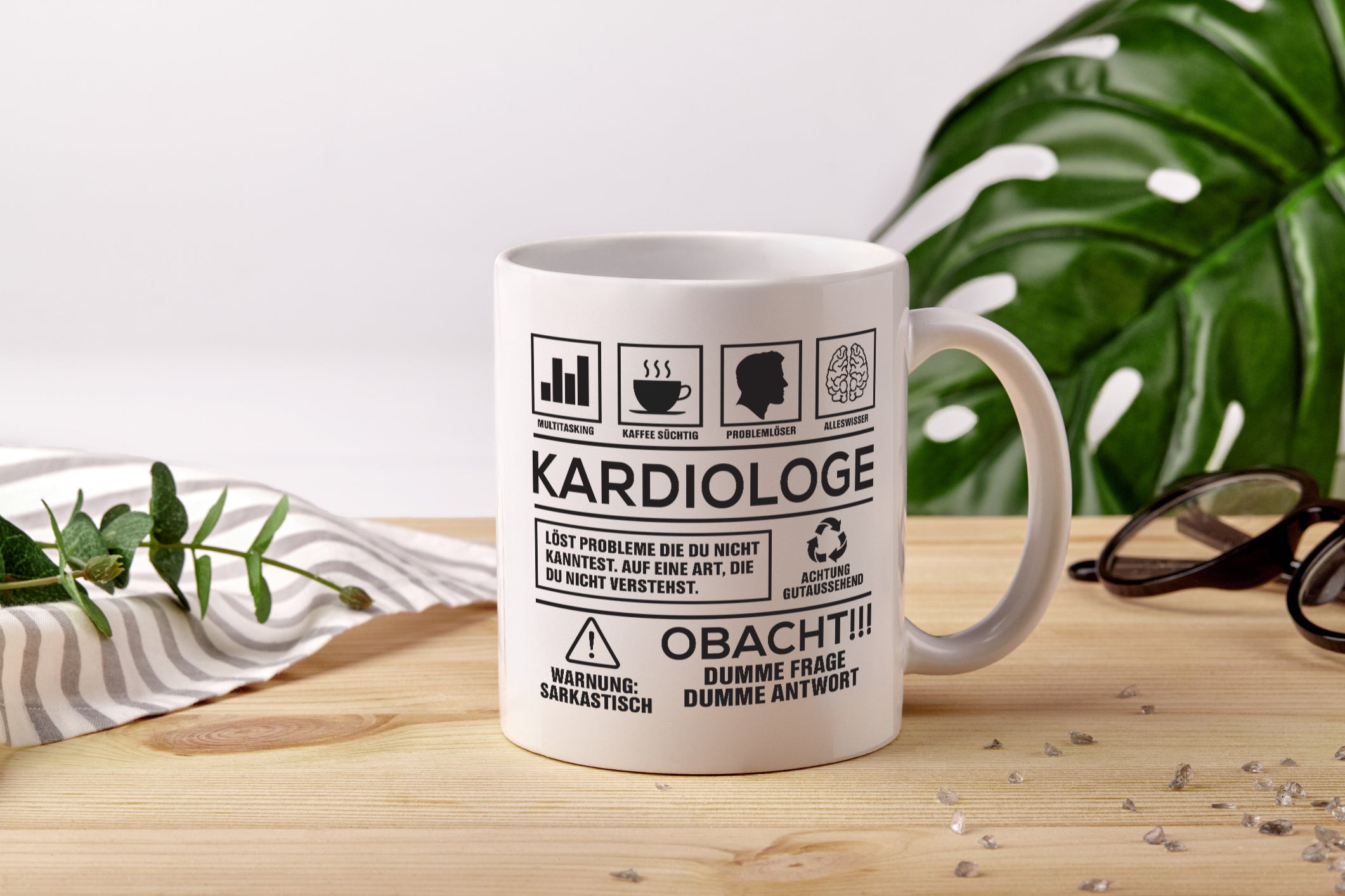 Achtung Probleme Kardiologe | Kardiologie - Tasse Weiß - Kaffeetasse / Geschenk / Familie