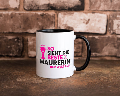 Die Weltbeste Maurerin Tasse Weiß - Schwarz - Kaffeetasse / Geschenk / Familie