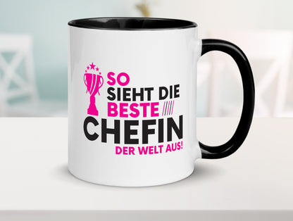 Die Weltbeste Chefin | Führungskraft | Vorgesetzte Tasse Weiß - Schwarz - Kaffeetasse / Geschenk / Familie