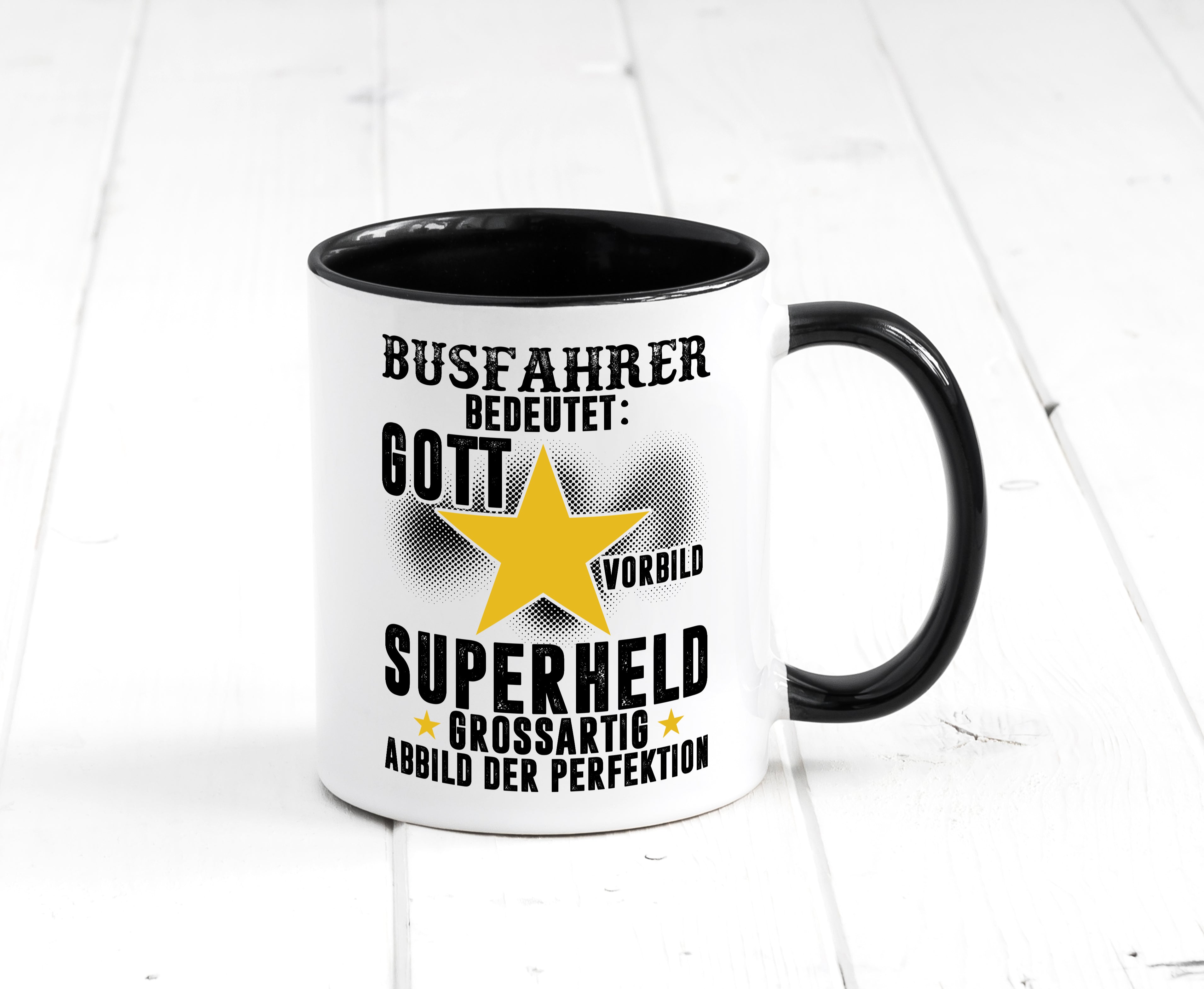 Bedeutung von Busfahrer | Berufsfahrer | Fahrer Tasse Weiß - Schwarz - Kaffeetasse / Geschenk / Familie