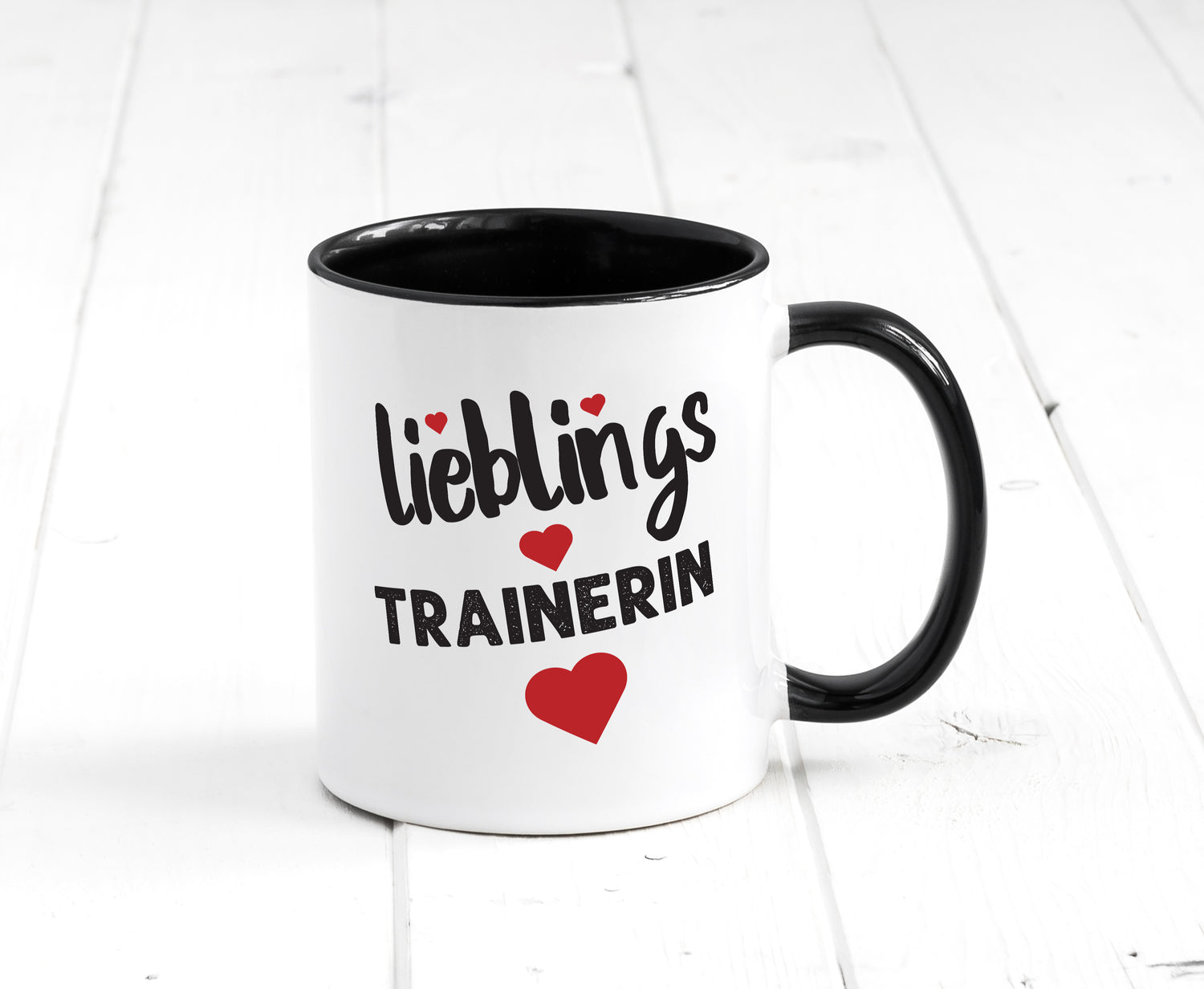 Lieblingstrainerin | Dankeschön Tasse | Sport Trainerin Tasse Weiß - Schwarz - Kaffeetasse / Geschenk / Familie