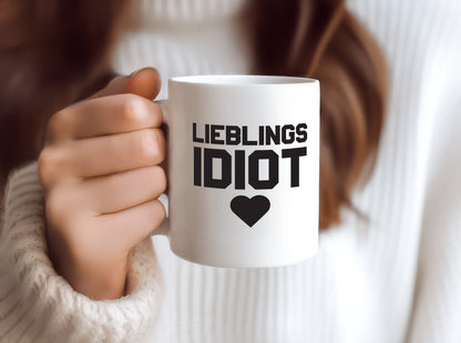 Lieblingsidiot | Tasse schwarz weiß | Freund | Freundin - Tasse Weiß - Kaffeetasse / Geschenk / Familie