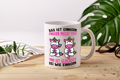 Einhorn Yoga | Yogalehrer Tasse | Guru | Entspannung - Tasse Weiß - Kaffeetasse / Geschenk / Familie