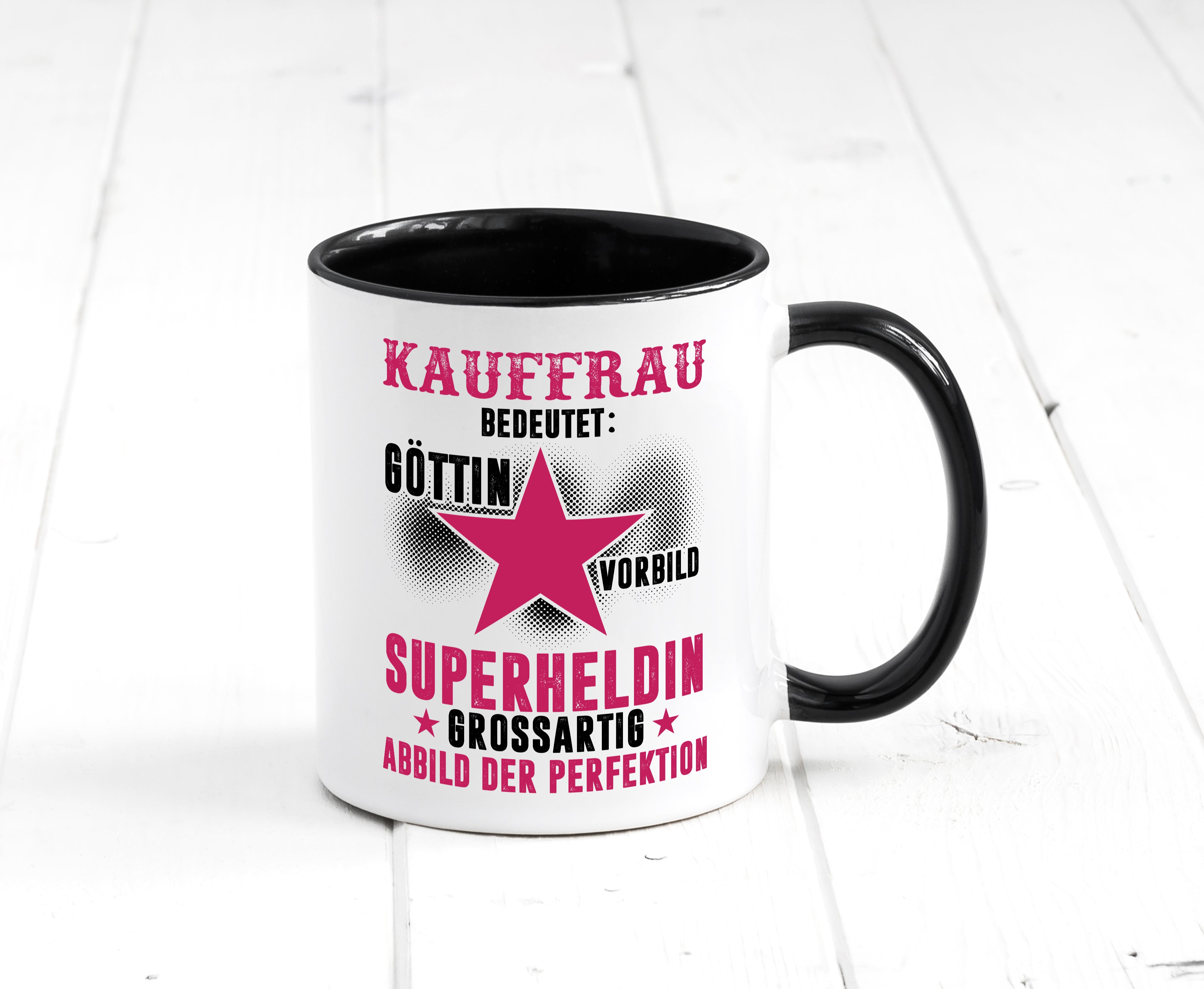 Bedeutung von Kauffrau | Kauffrauen Tasse Weiß - Schwarz - Kaffeetasse / Geschenk / Familie