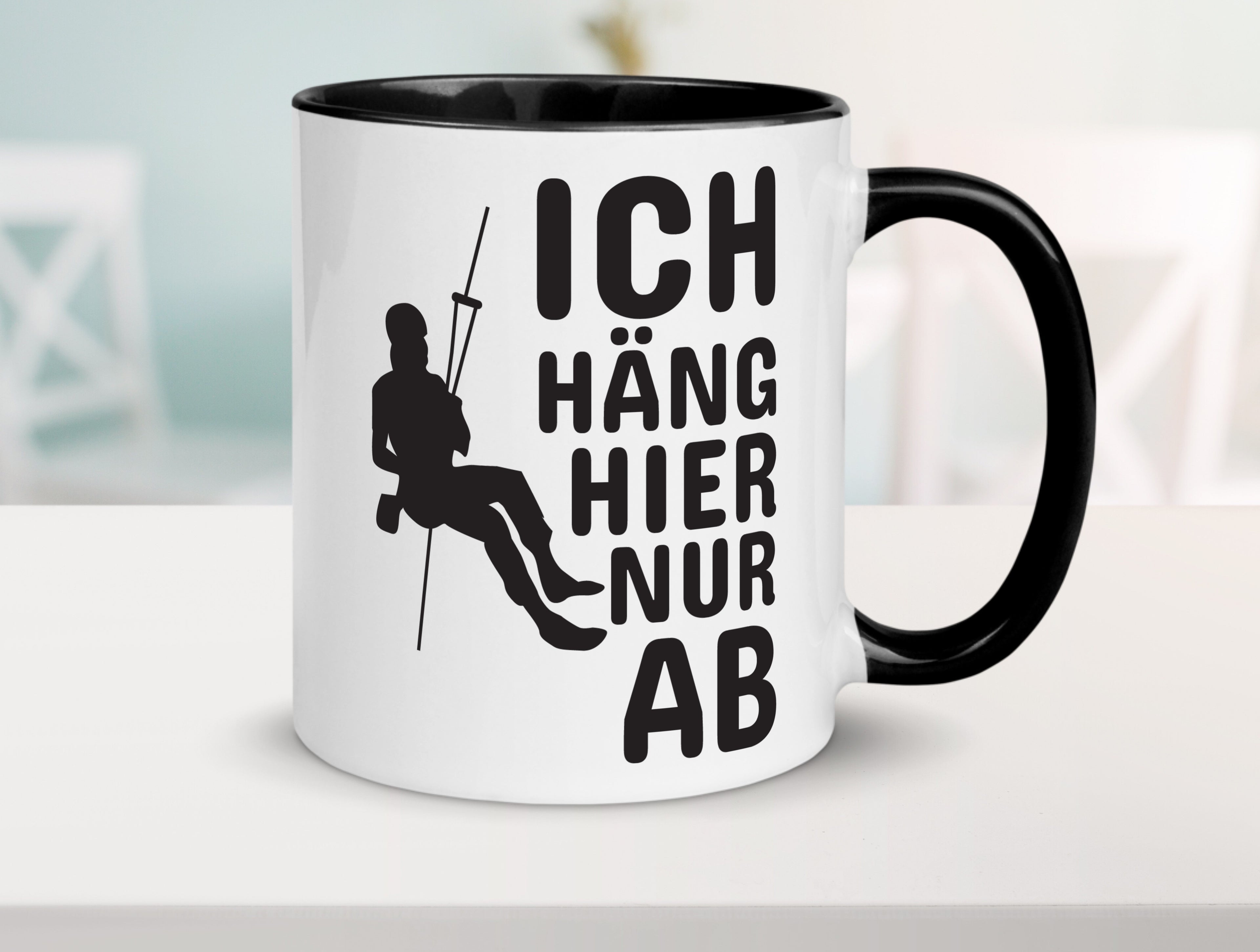 Klettern Spruch | Kletterer Tasse | Hobby | Motiv Tasse Weiß - Schwarz - Kaffeetasse / Geschenk / Familie