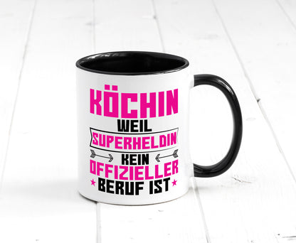 Superheldin Köchin | Chefköchin | Chefkoch Tasse Weiß - Schwarz - Kaffeetasse / Geschenk / Familie