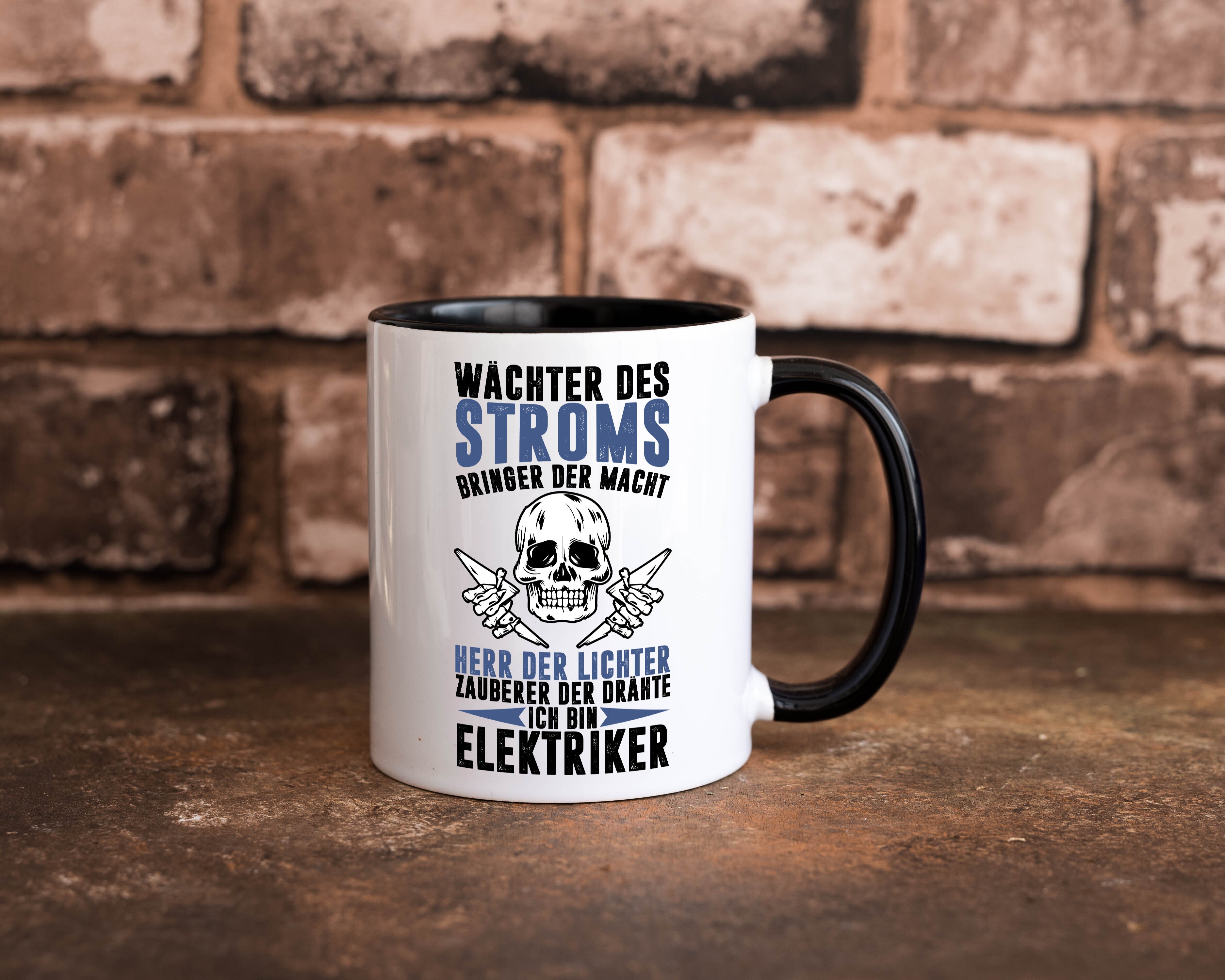 Ich bin Elektriker Tasse Weiß - Schwarz - Kaffeetasse / Geschenk / Familie