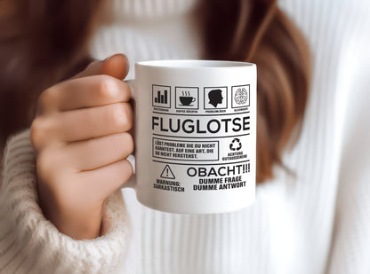 Achtung Probleme Fluglotse | Flugverkehr | Flughafen - Tasse Weiß - Kaffeetasse / Geschenk / Familie