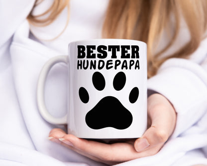 Bester Hundepapa | Hundebesitzer Tasse | Pfotenabdruck - Tasse Weiß - Kaffeetasse / Geschenk / Familie