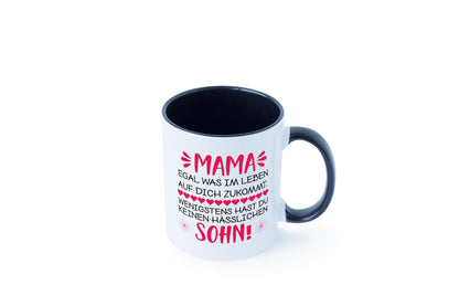 Mama Sohn | Spruch Tasse | lustiger Spruch | Muttertag Tasse Weiß - Schwarz - Kaffeetasse / Geschenk / Familie