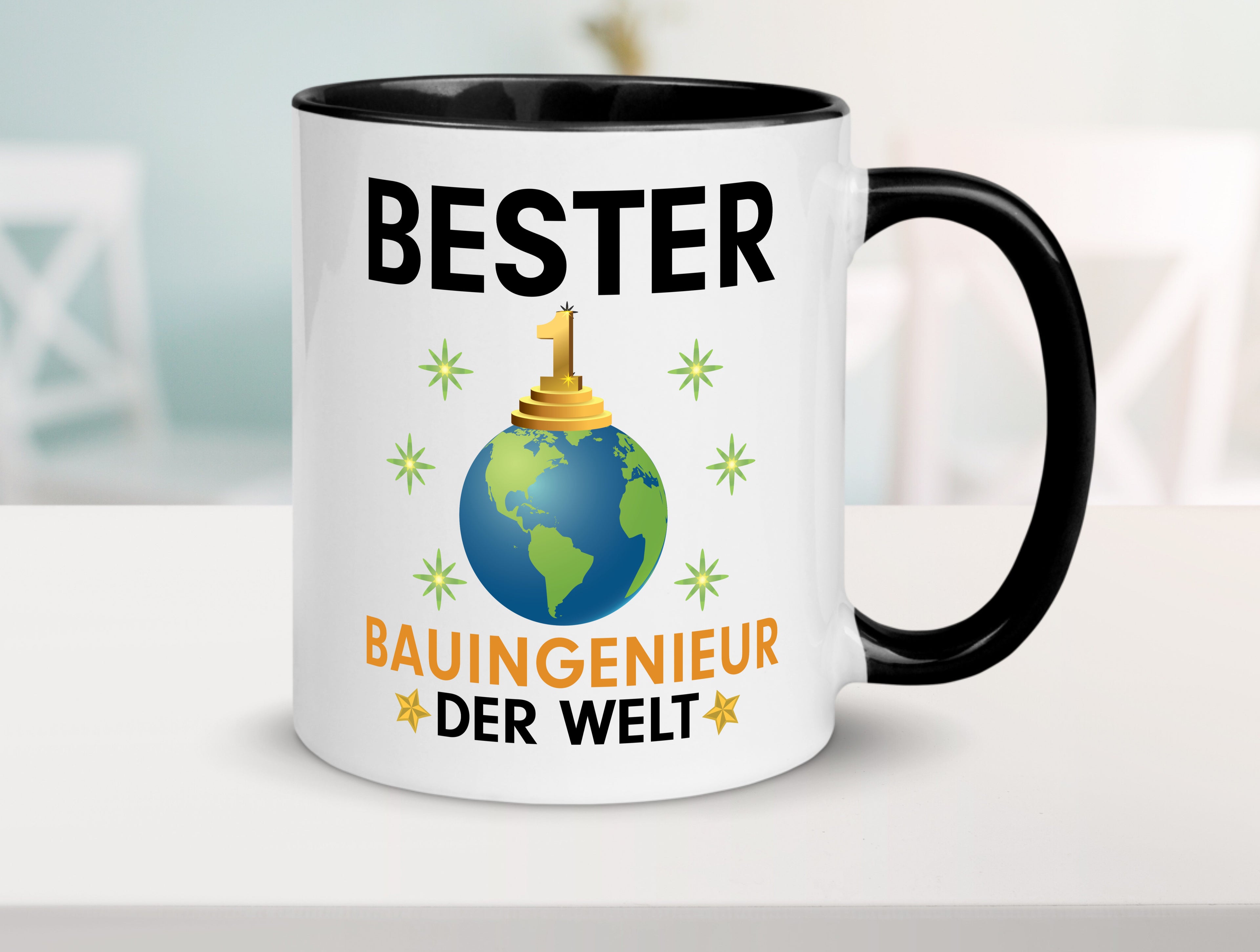 Welt Beste Bauingenieur | Ingenieur Tasse Weiß - Schwarz - Kaffeetasse / Geschenk / Familie