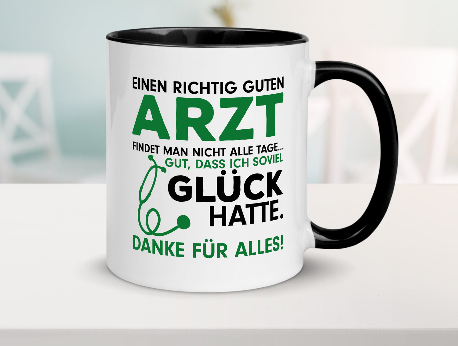 Richtig guter Arzt | Dankeschön Tasse | Ärzte Spruch Tasse Weiß - Schwarz - Kaffeetasse / Geschenk / Familie