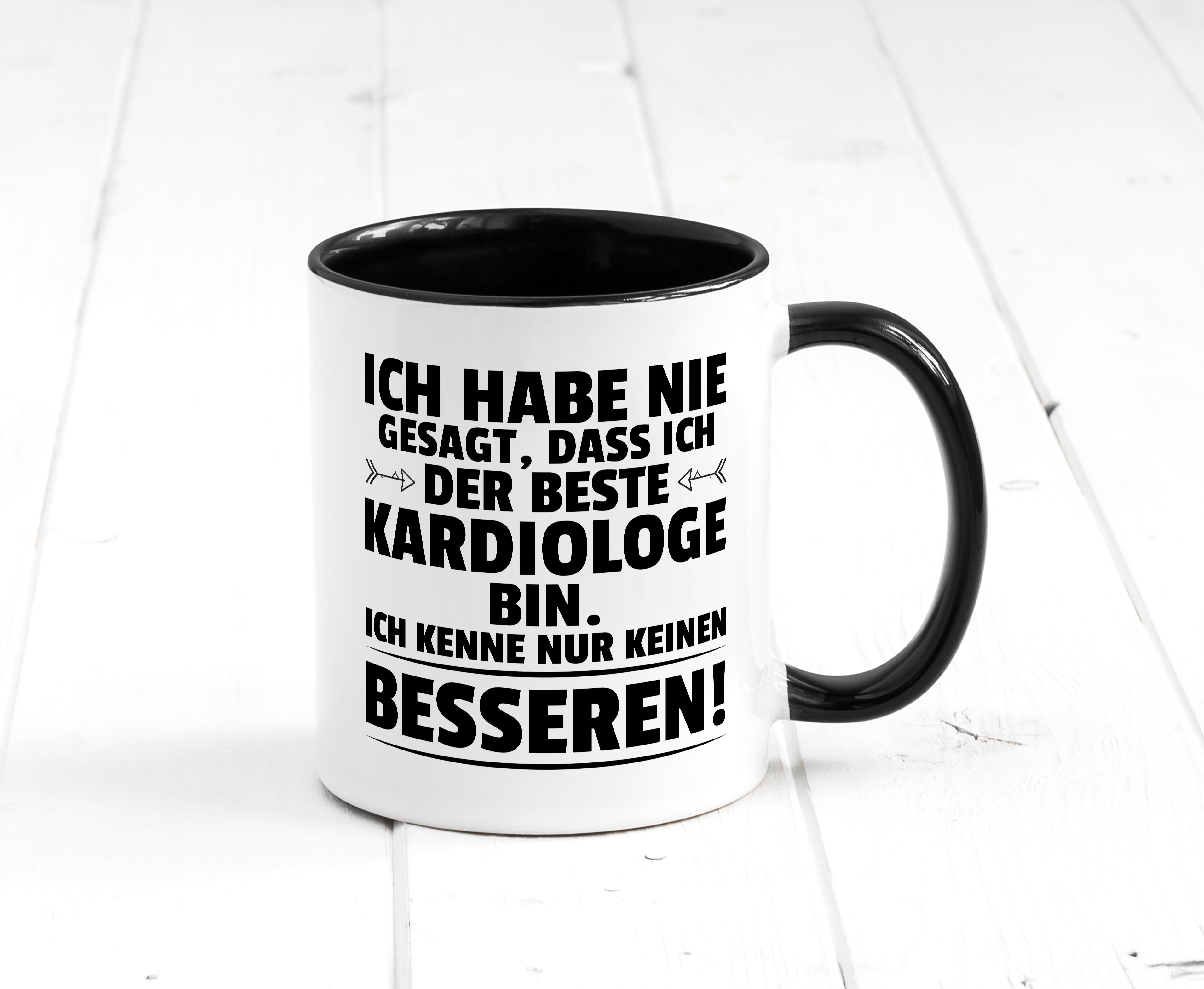 Der Beste Kardiologe | Kardiologie Tasse Weiß - Schwarz - Kaffeetasse / Geschenk / Familie