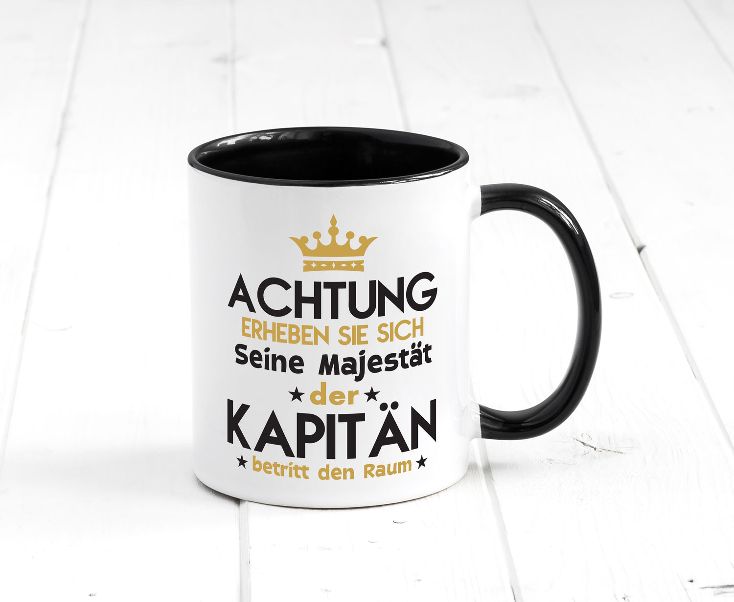 Seine Majestät Kapitän | Schiffskapitän | Schiff Tasse Weiß - Schwarz - Kaffeetasse / Geschenk / Familie