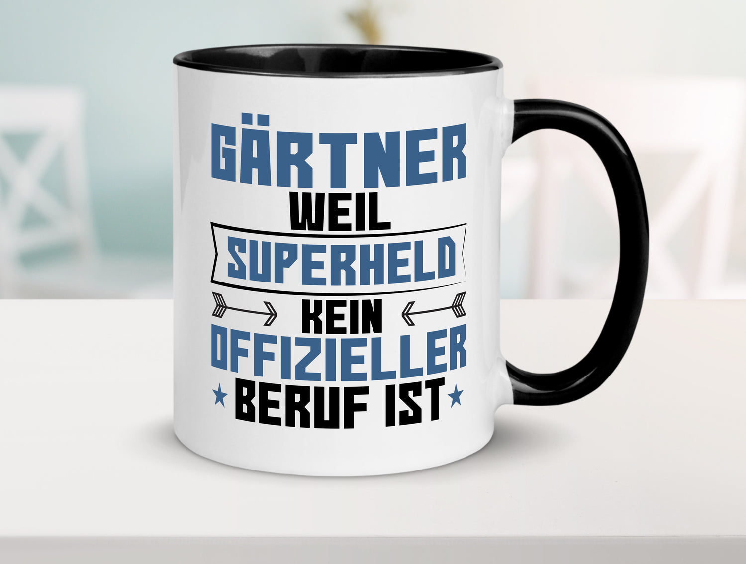 Superheld Gärtner | Gartenbau Tasse Weiß - Schwarz - Kaffeetasse / Geschenk / Familie