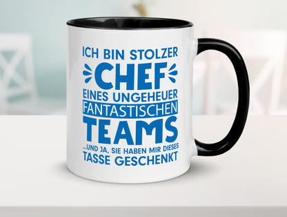 Stolzer Chef | Vorgesetzter Tasse | fantastisches Team Tasse Weiß - Schwarz - Kaffeetasse / Geschenk / Familie