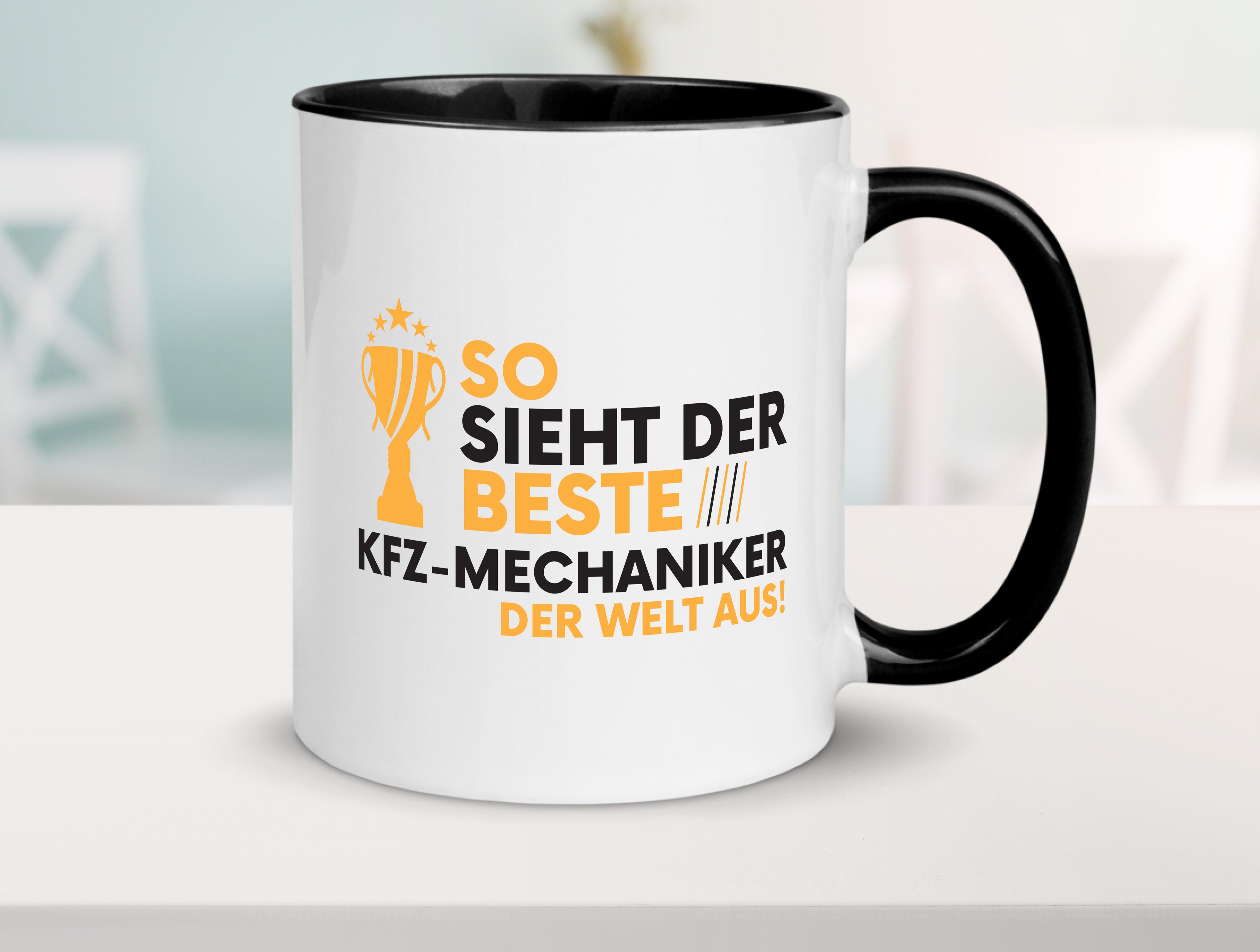 Der Weltbeste KFZ-Mechaniker | Werkstatt | Mechaniker Tasse Weiß - Schwarz - Kaffeetasse / Geschenk / Familie