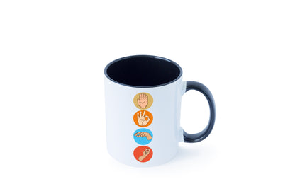 Taucher Tasse | Handzeichen Symbole | Tauchen Hobby Tasse Weiß - Schwarz - Kaffeetasse / Geschenk / Familie