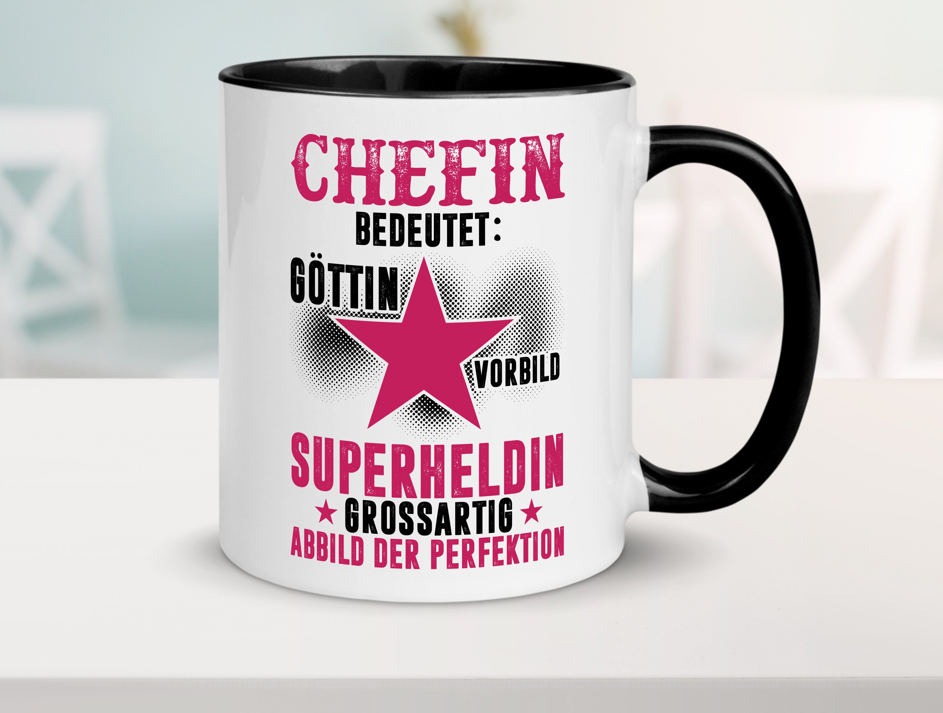 Bedeutung von Chefin | Führungskraft | Vorgesetzte Tasse Weiß - Schwarz - Kaffeetasse / Geschenk / Familie