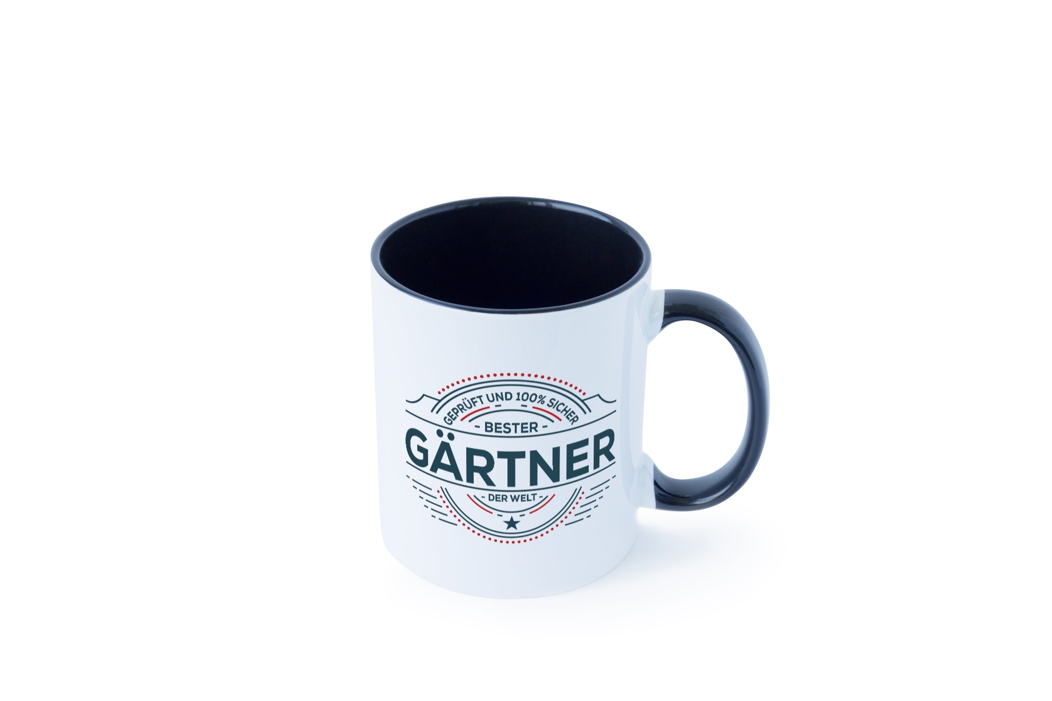 Geprüft und sicher: Gärtner | Gartenbau Tasse Weiß - Schwarz - Kaffeetasse / Geschenk / Familie