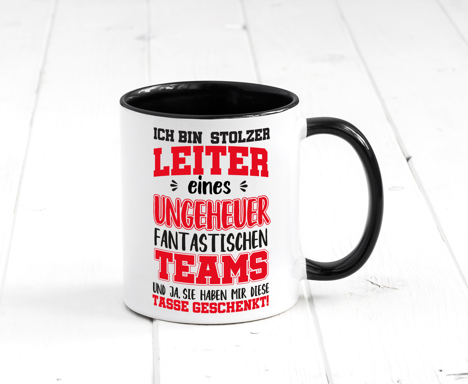 Stolzer Teamleiter | Beruf Tasse | Mitarbeiter Humor Tasse Weiß - Schwarz - Kaffeetasse / Geschenk / Familie