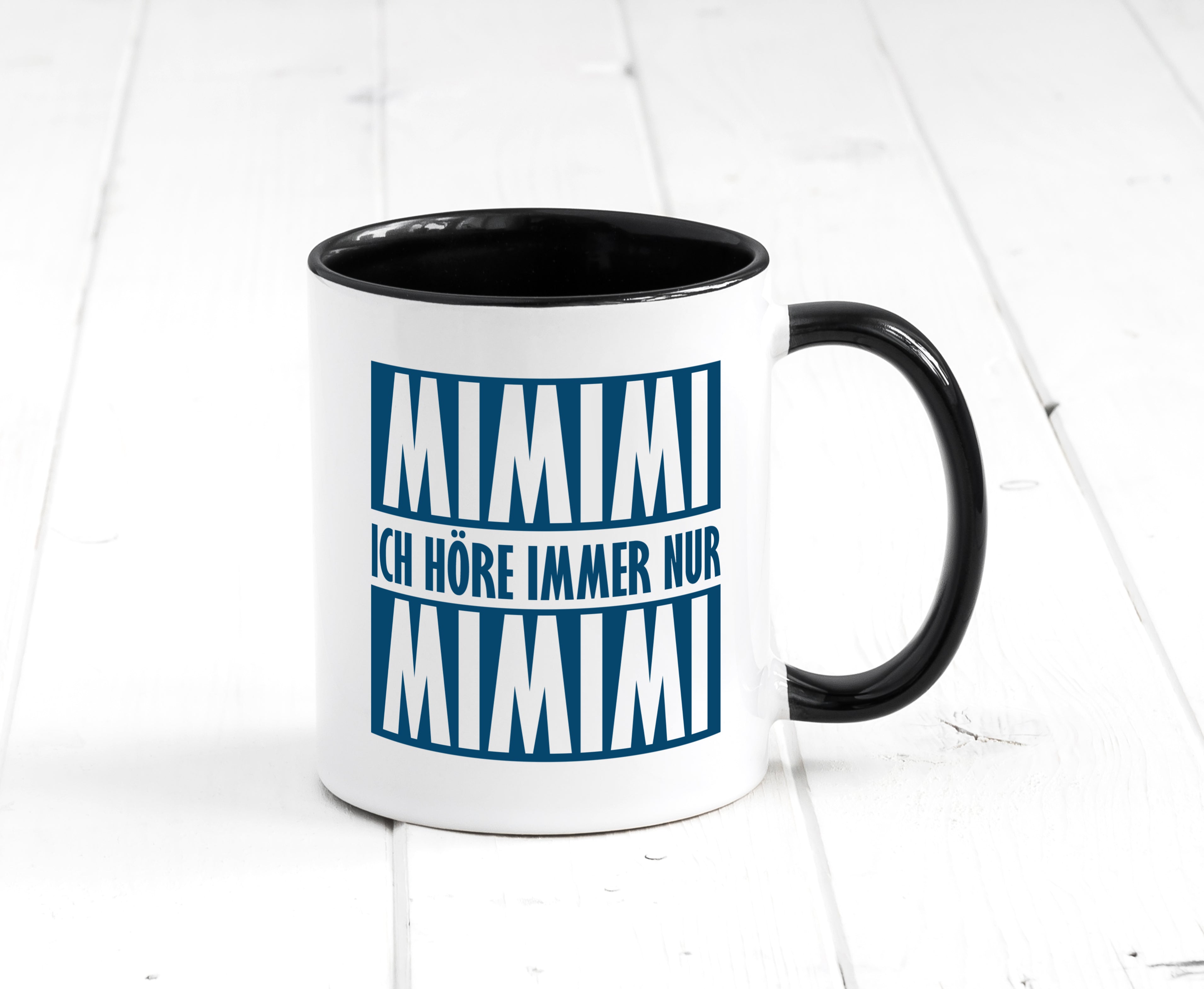 Ich höre nur Mimimi Tasse Weiß - Schwarz - Kaffeetasse / Geschenk / Familie