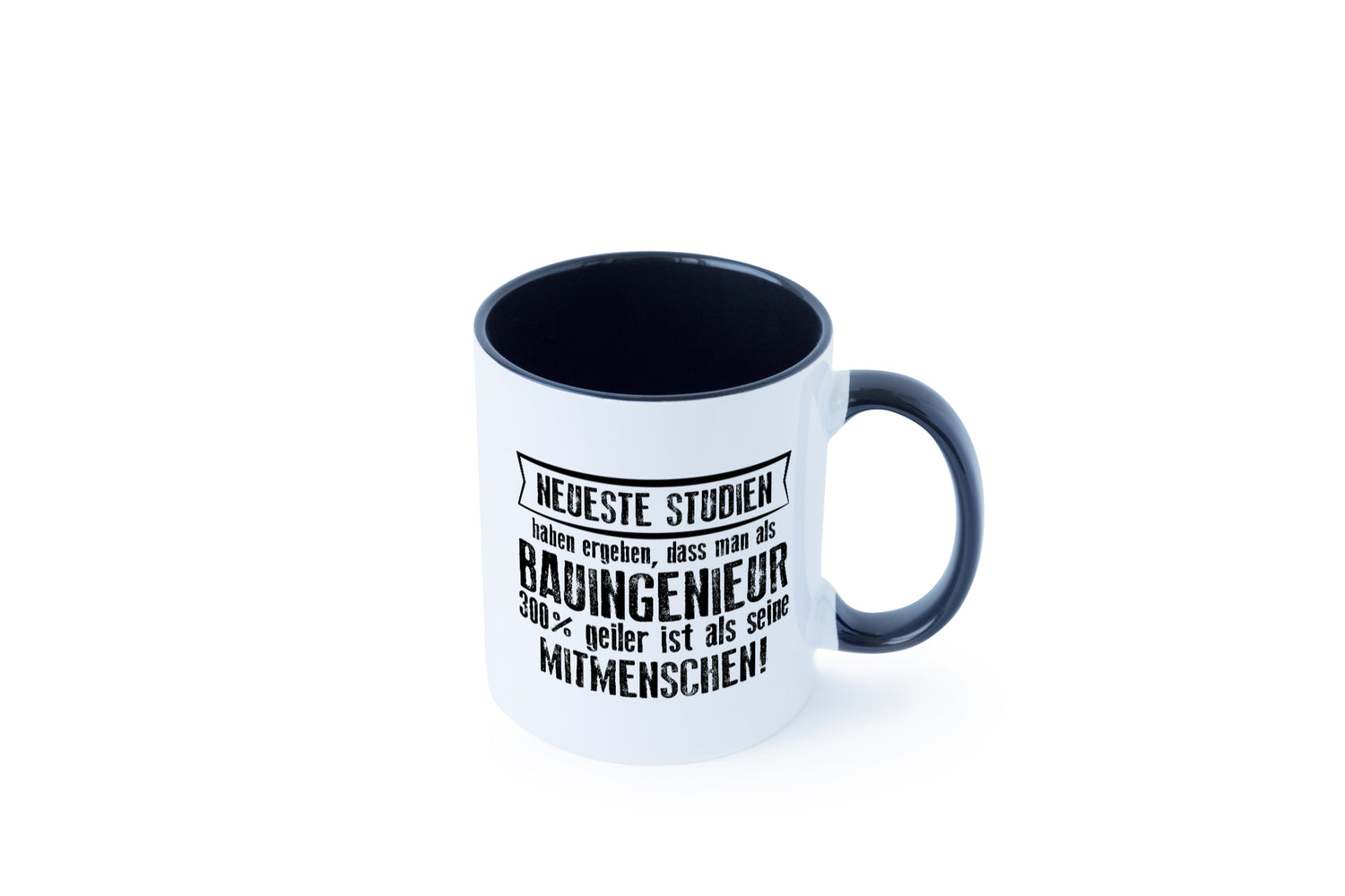 Neuste Studien: Bauingenieur | Ingenieur Tasse Weiß - Schwarz - Kaffeetasse / Geschenk / Familie