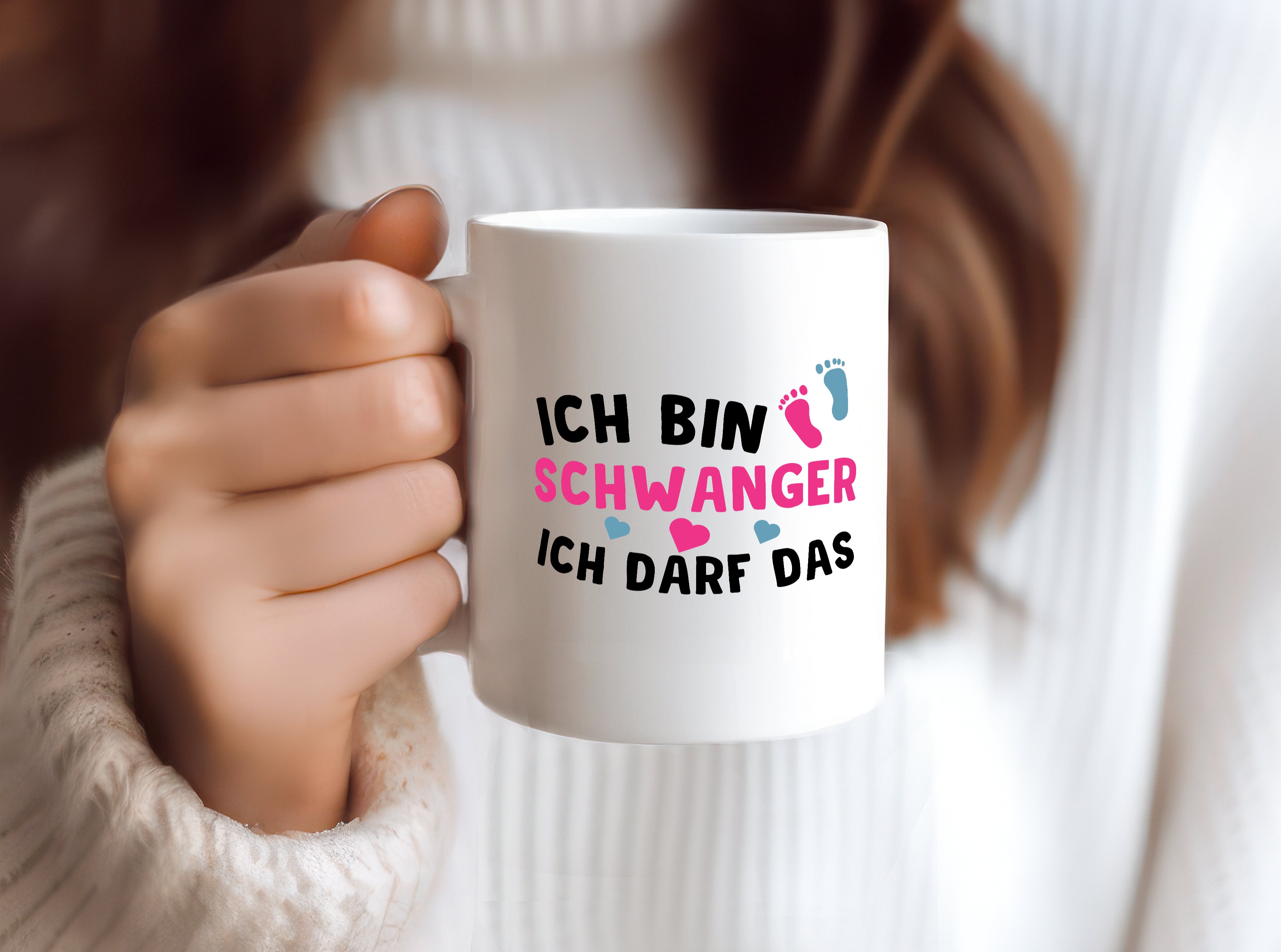 Ich bin schwanger | Nachwuchs Tasse | lustiger Spruch - Tasse Weiß - Kaffeetasse / Geschenk / Familie