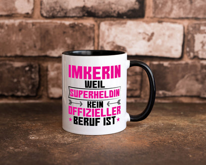 Superheldin Imkerin | Imkerei Tasse Weiß - Schwarz - Kaffeetasse / Geschenk / Familie