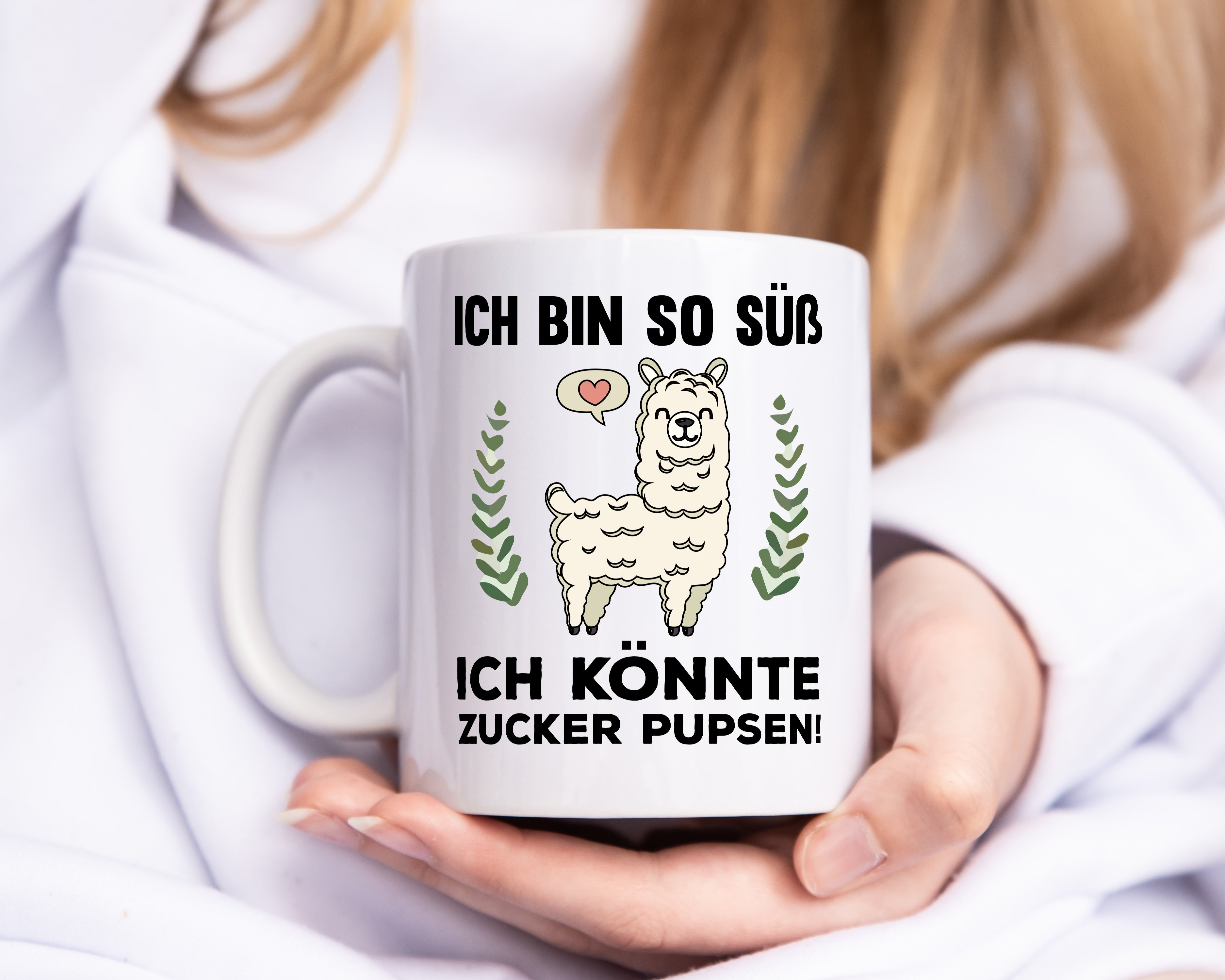 Ich bin so süß | niedlich | Lama | Zucker pupsen - Tasse Weiß - Kaffeetasse / Geschenk / Familie