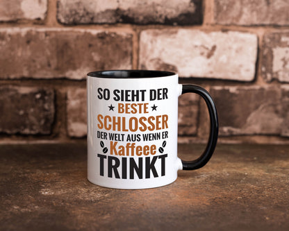 Kaffee Trink: Schlosser | Beruf Schlosserei Tasse Weiß - Schwarz - Kaffeetasse / Geschenk / Familie