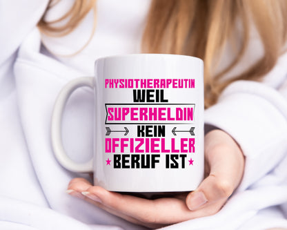 Superheldin Physiotherapeutin - Tasse Weiß - Kaffeetasse / Geschenk / Familie