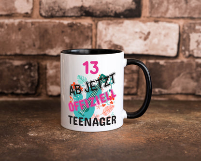 13. Geburtstag | Mädchen Tasse | Teenager Spruch Tasse Weiß - Schwarz - Kaffeetasse / Geschenk / Familie