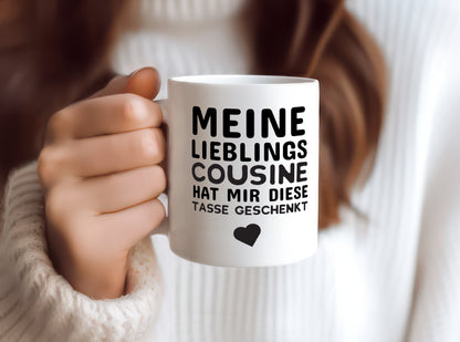 Lieblingscousine | Cousine Tasse | Cousinen Humor - Tasse Weiß - Kaffeetasse / Geschenk / Familie