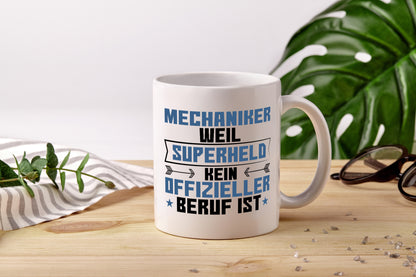 Superheld Mechaniker | KFZ | Werkstatt - Tasse Weiß - Kaffeetasse / Geschenk / Familie