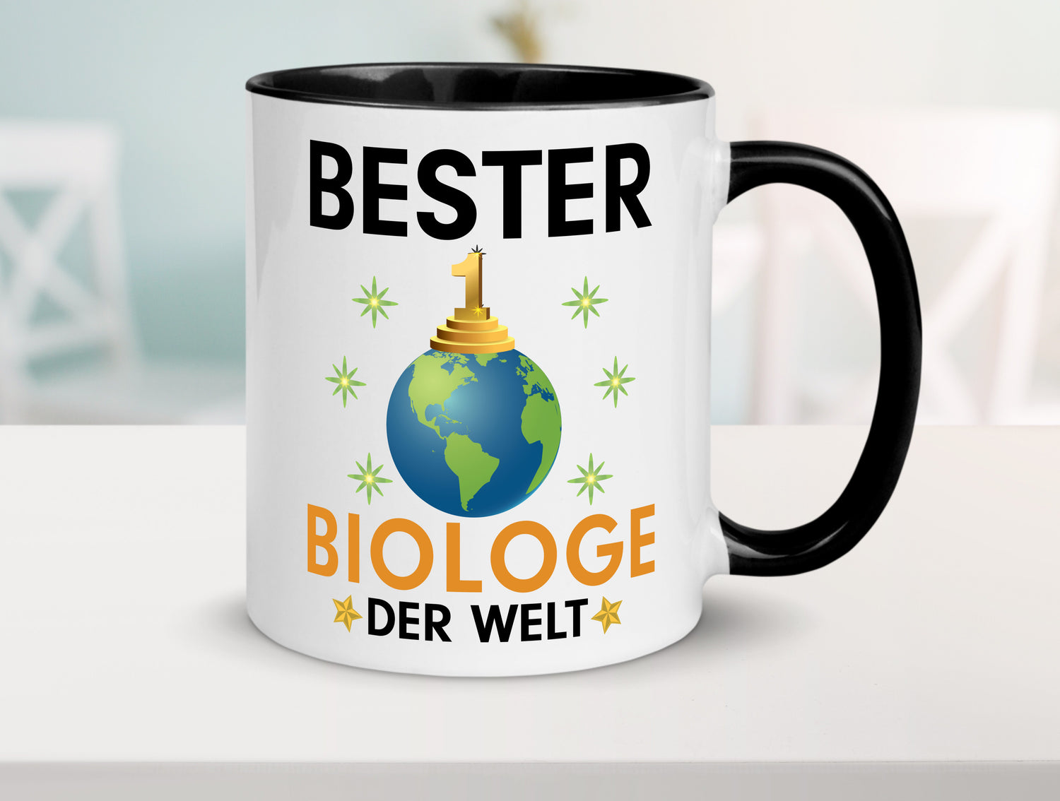 Welt Bester Biologe | Biologie | Naturforscher Tasse Weiß - Schwarz - Kaffeetasse / Geschenk / Familie