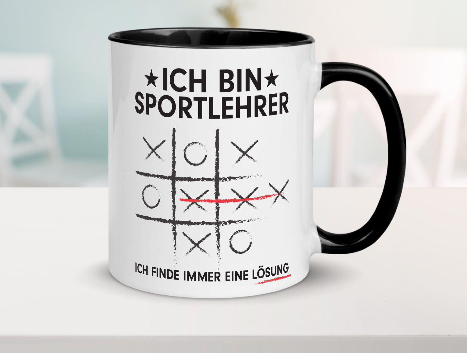 Löse Probleme: Sportlehrer | Lehrer | Sport Tasse Weiß - Schwarz - Kaffeetasse / Geschenk / Familie