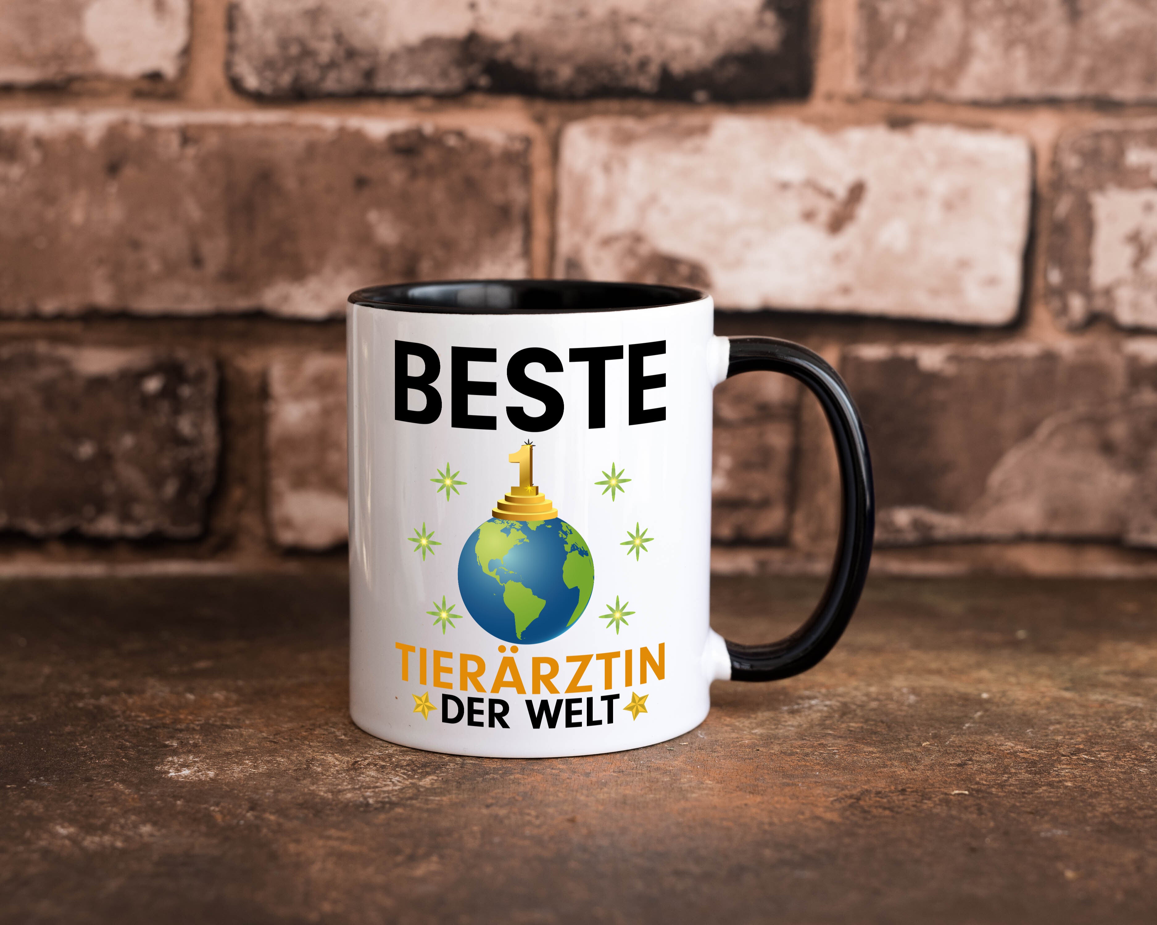 Welt Beste Tierärztin | Mediziner | Tiermedizin Tasse Weiß - Schwarz - Kaffeetasse / Geschenk / Familie