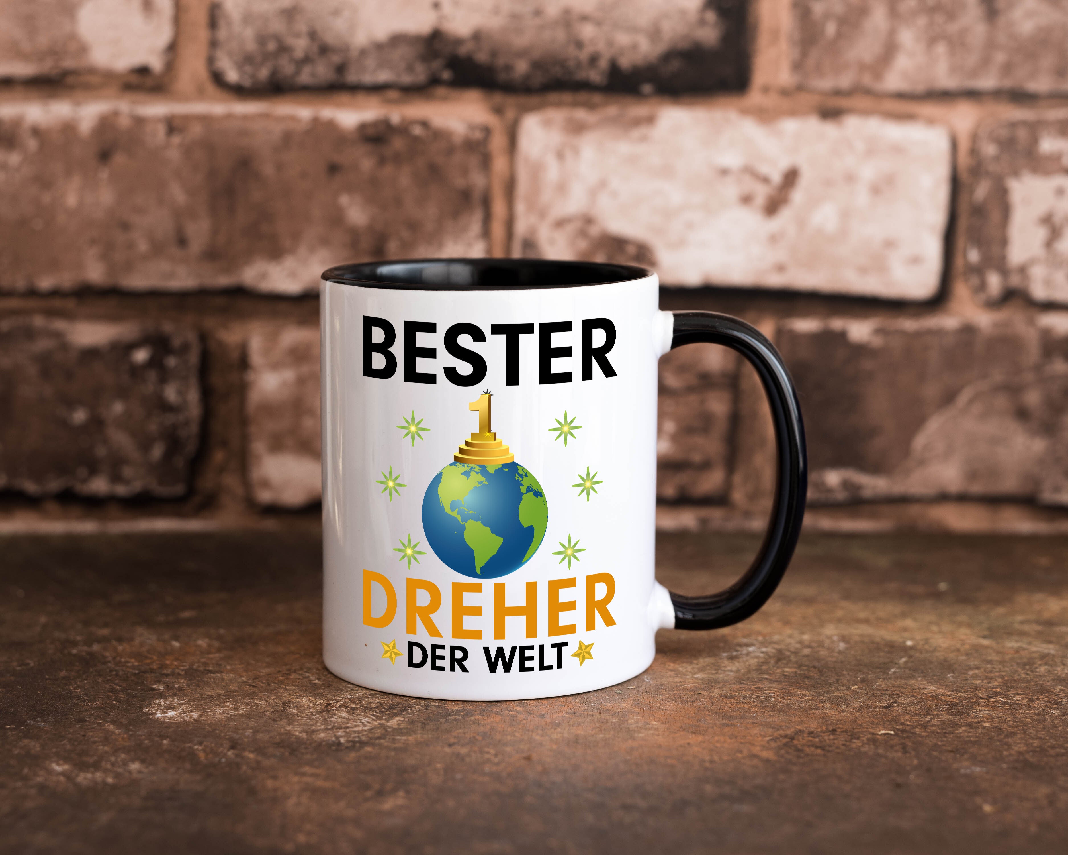 Welt Bester Dreher | Fräser | Dreher Tasse Weiß - Schwarz - Kaffeetasse / Geschenk / Familie