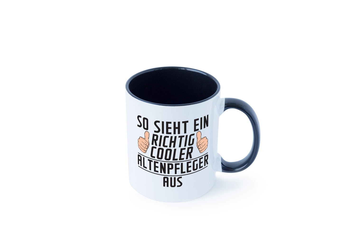 Richtig Cooler Altenpfleger | Pflegepersonal | Altenheim Tasse Weiß - Schwarz - Kaffeetasse / Geschenk / Familie